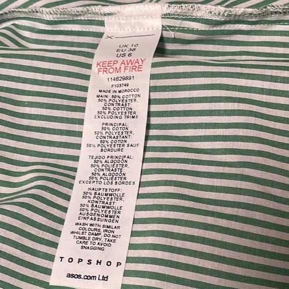 TOPSHOP Women's Tall Stripe Mix and Match Mini Dress in Green and Pink S… - Picture 9 of 9